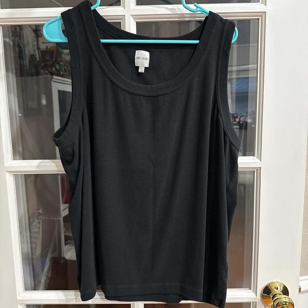 Nic+Zoe Black Ribbed Tank Top, Plus Size 3X, Classic Basic Layering Vest